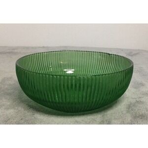 Vintage‎ E.O. Brody Co Emerald Green Ribbed Glass Bowl 6" Cleveland OH USA Made